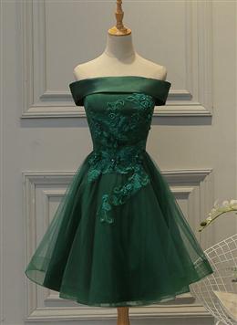 Picture of Cute Dark Green Off Shoulder Short Party Dresses, Tulle Homecoming Dresses